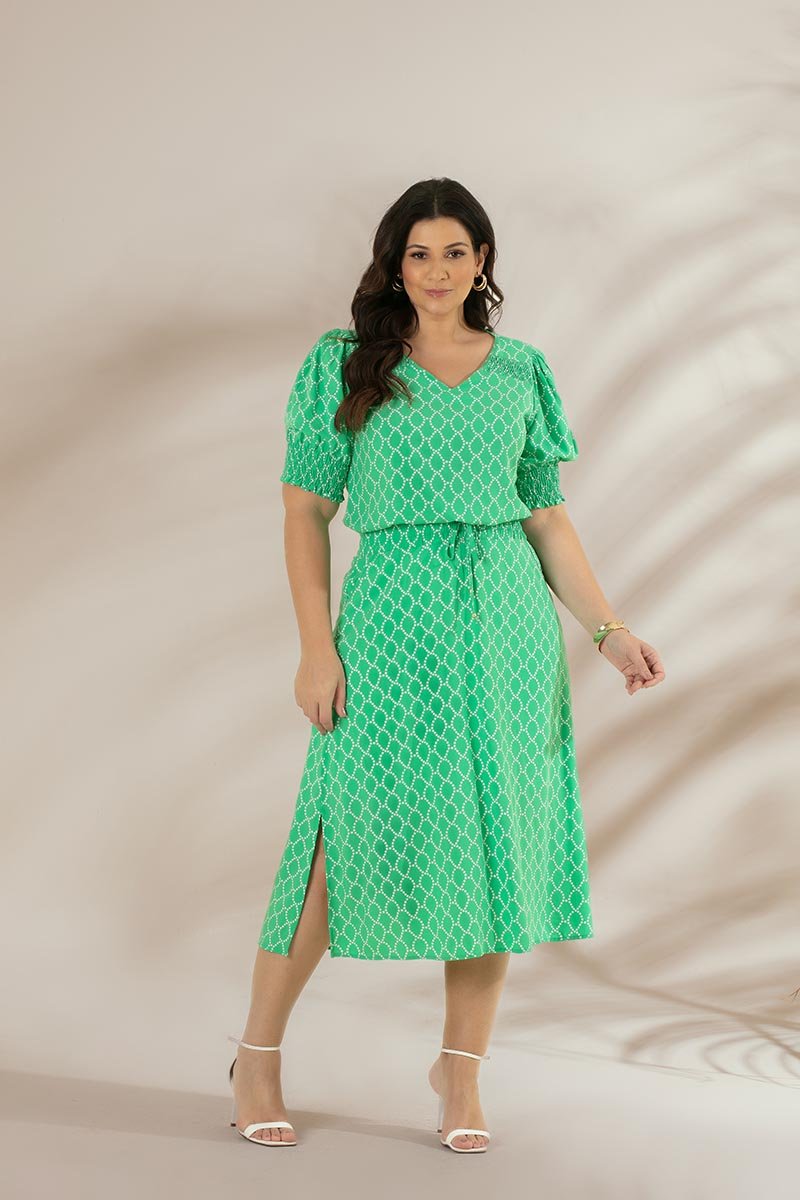 Saia Midi Plus Size De Viscose Estampada Hadaza