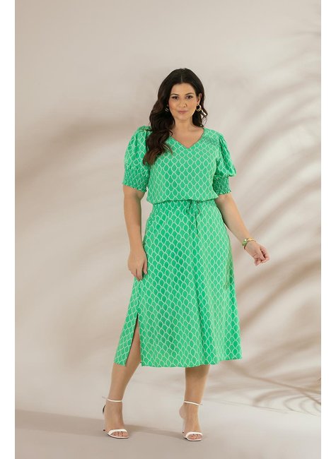 Saia Midi Plus Size De Viscose Estampada Hadaza