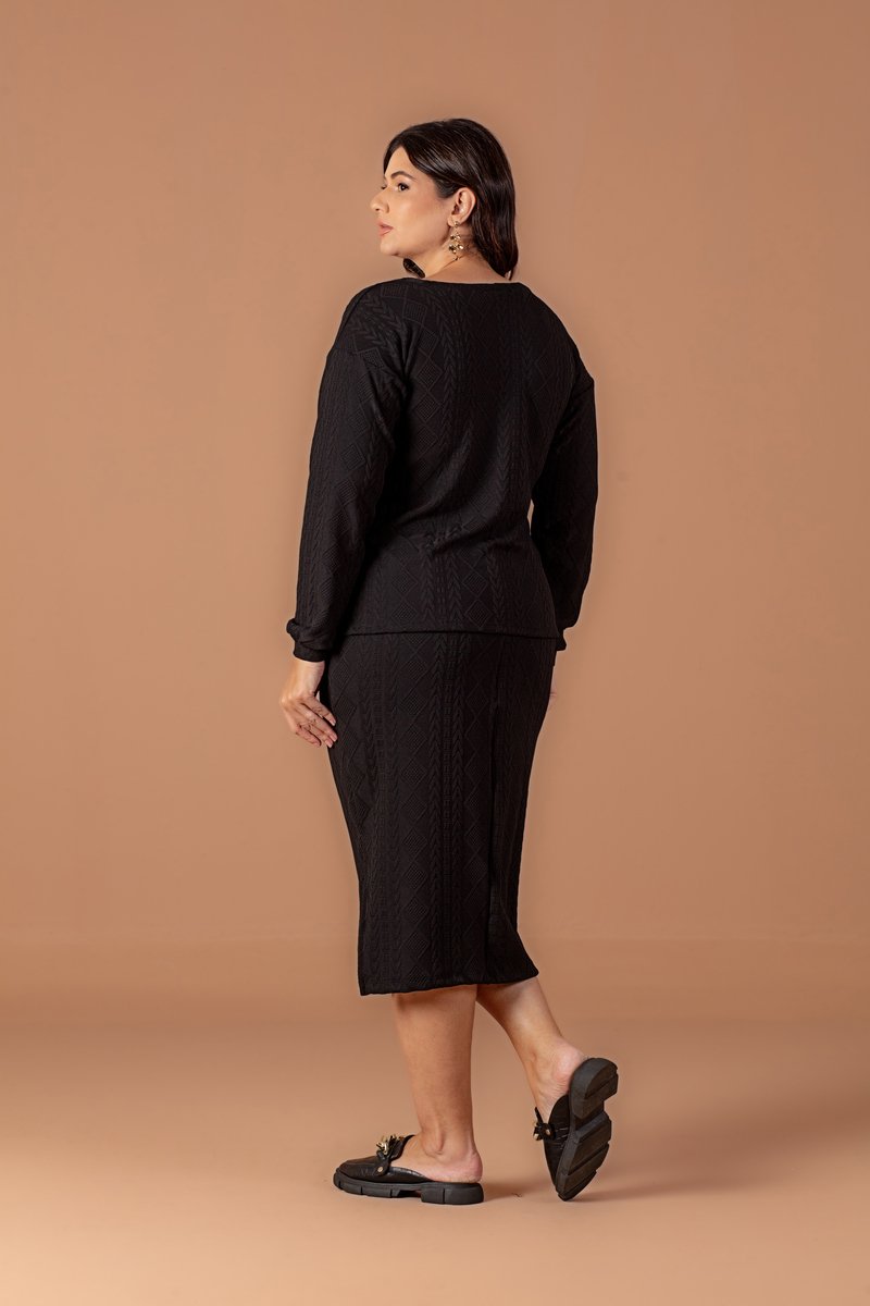 Conjunto Midi Plus Size De Crochet Jacquard Hadaza