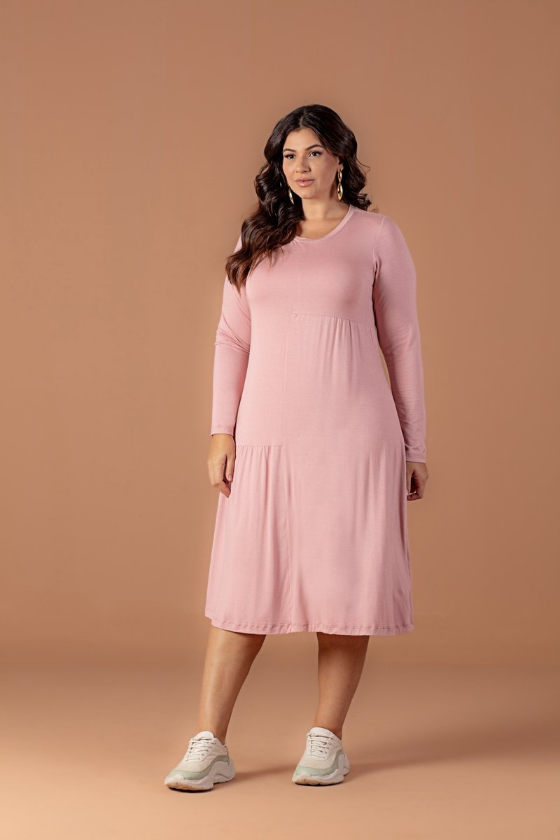 Vestido Midi Plus Size De Viscolycra Com Recortes Hadaza