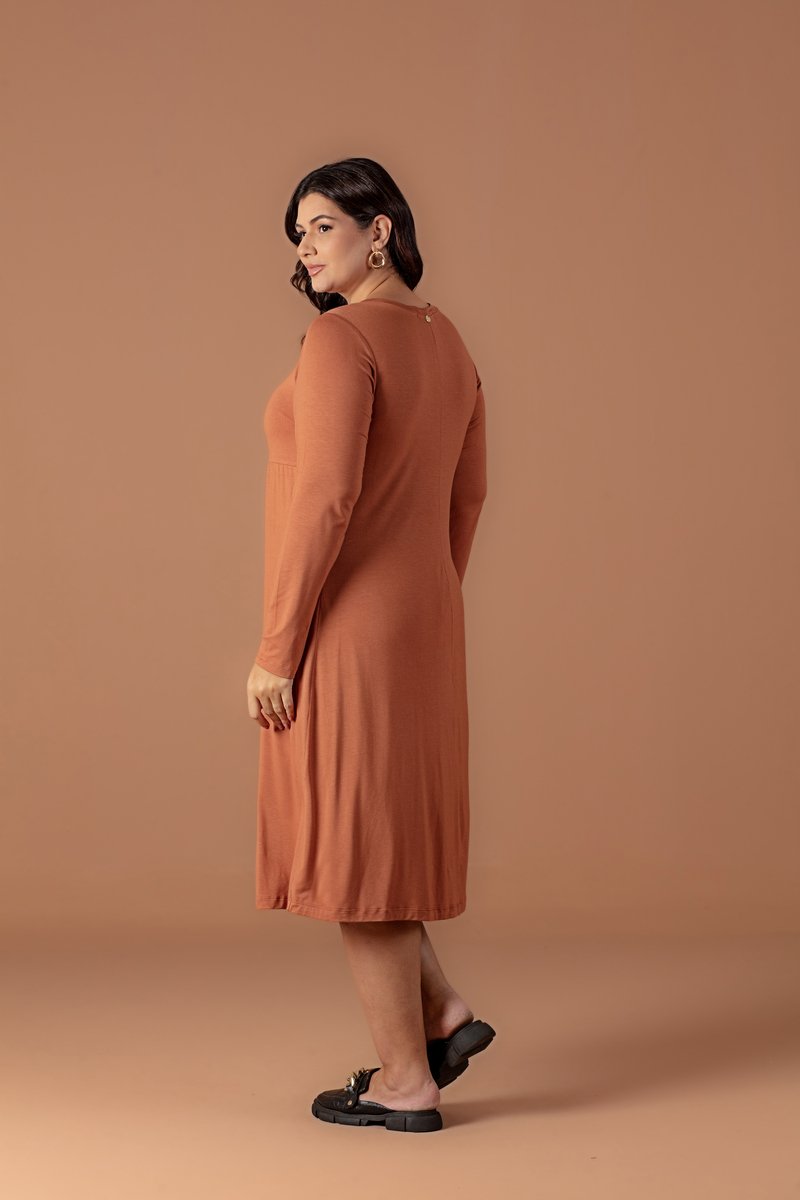 Vestido Midi Plus Size De Viscolycra Com Recortes Hadaza