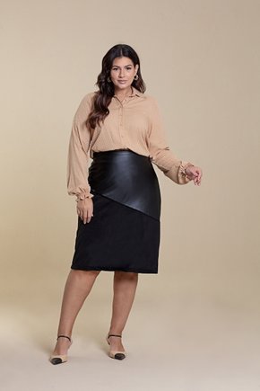 Couro Sintético Saia De Couro Plus Size Mercado Livre Look Com