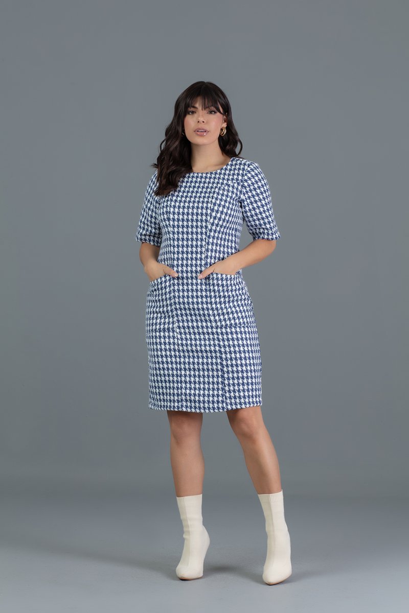hada Vestido De Tweed Com Recorte Princesa e Bolsos Hadaza