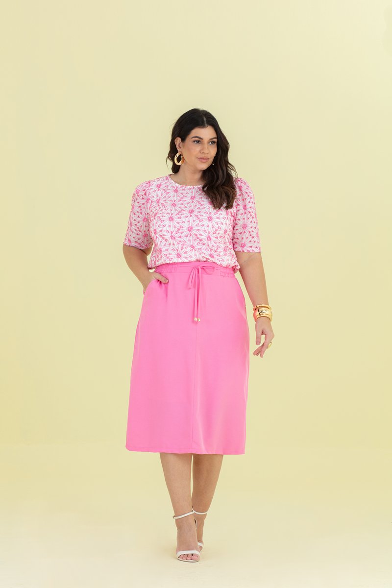 Saia Plus Size De Crepe Com Canaleta Na Cintura Hadaza Saia Plus Size De Crepe Com Canaleta Na Cintura Hadaza