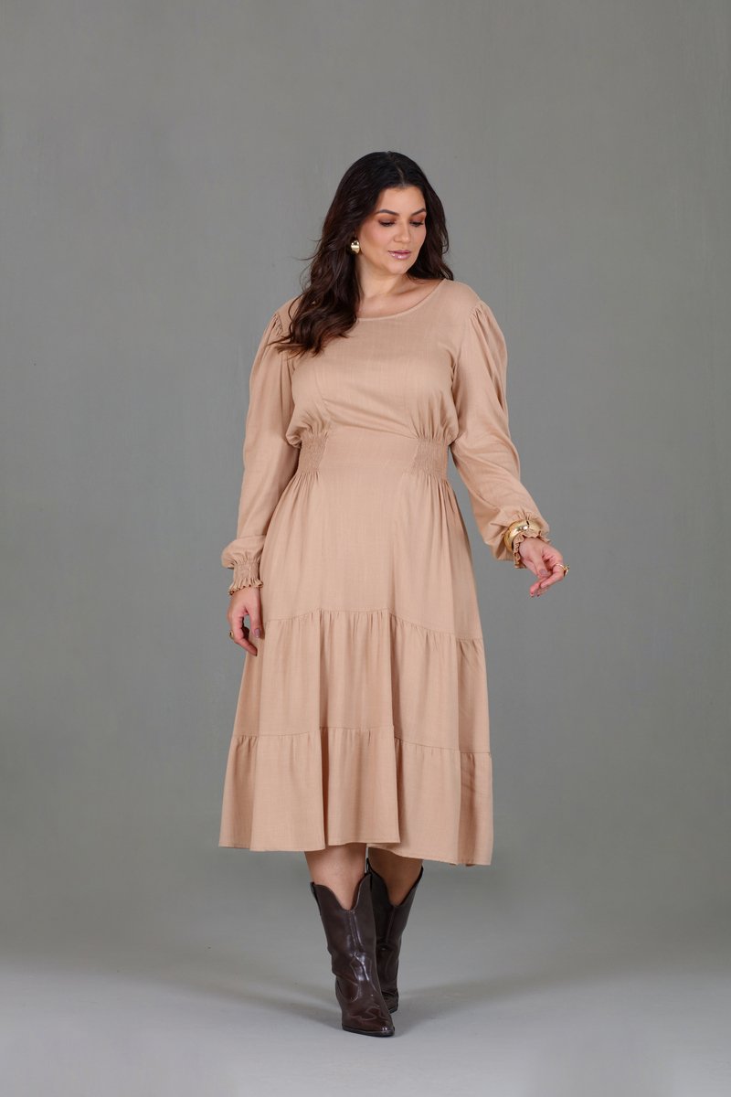 Vestido Plus Size Longuete Manga Longa Hadaza