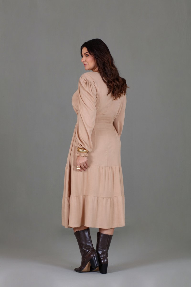 Vestido Plus Size Longuete Manga Longa Hadaza