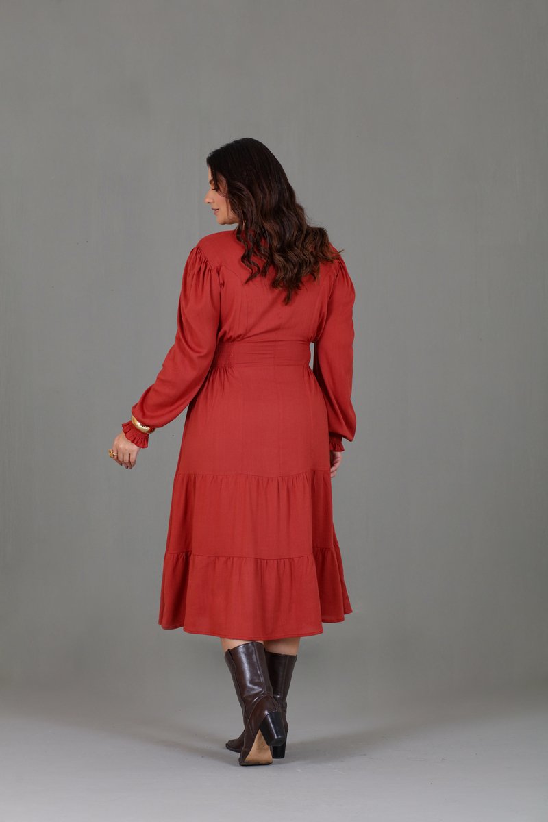 Vestido Plus Size Longuete Manga Longa Hadaza