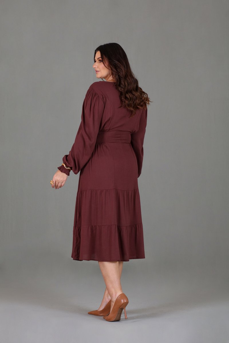 Vestido Plus Size Longuete Manga Longa Hadaza