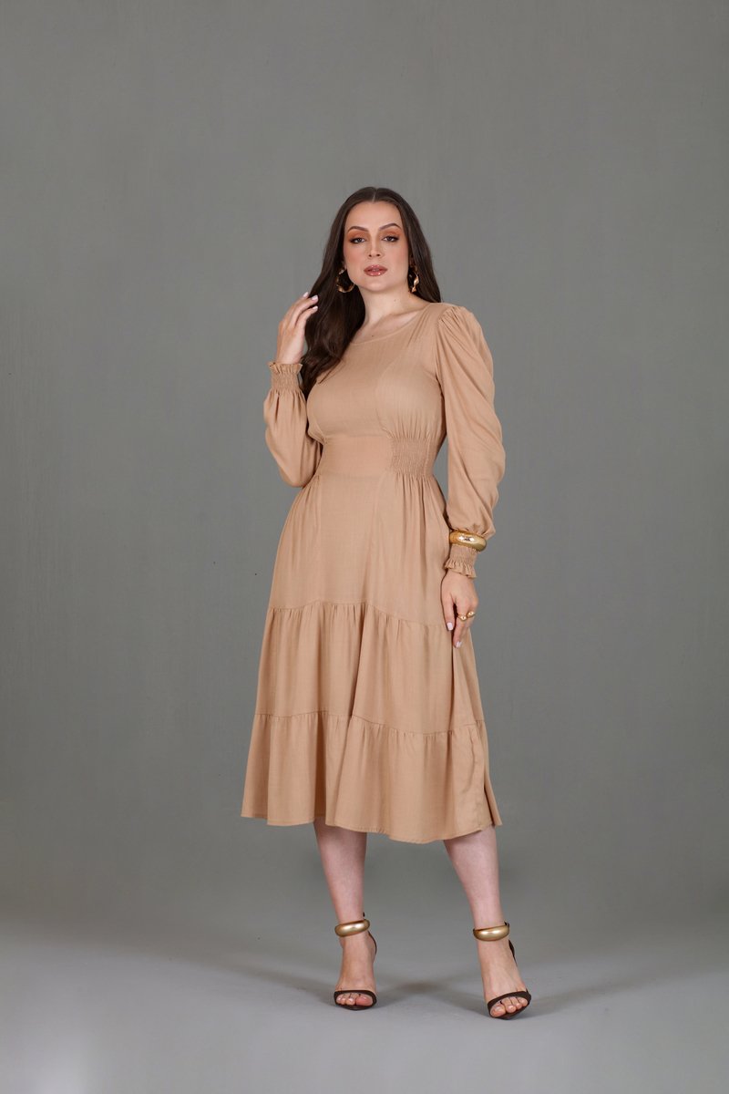 Vestido Longuete Manga Longa Hadaza