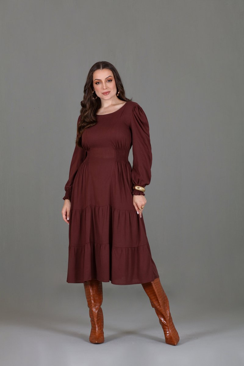 Vestido Longuete Manga Longa Hadaza