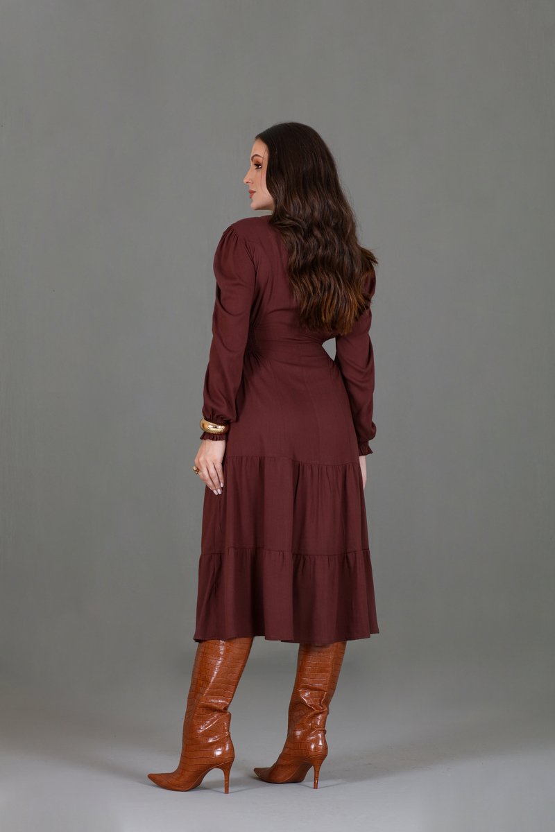Vestido Longuete Manga Longa Hadaza
