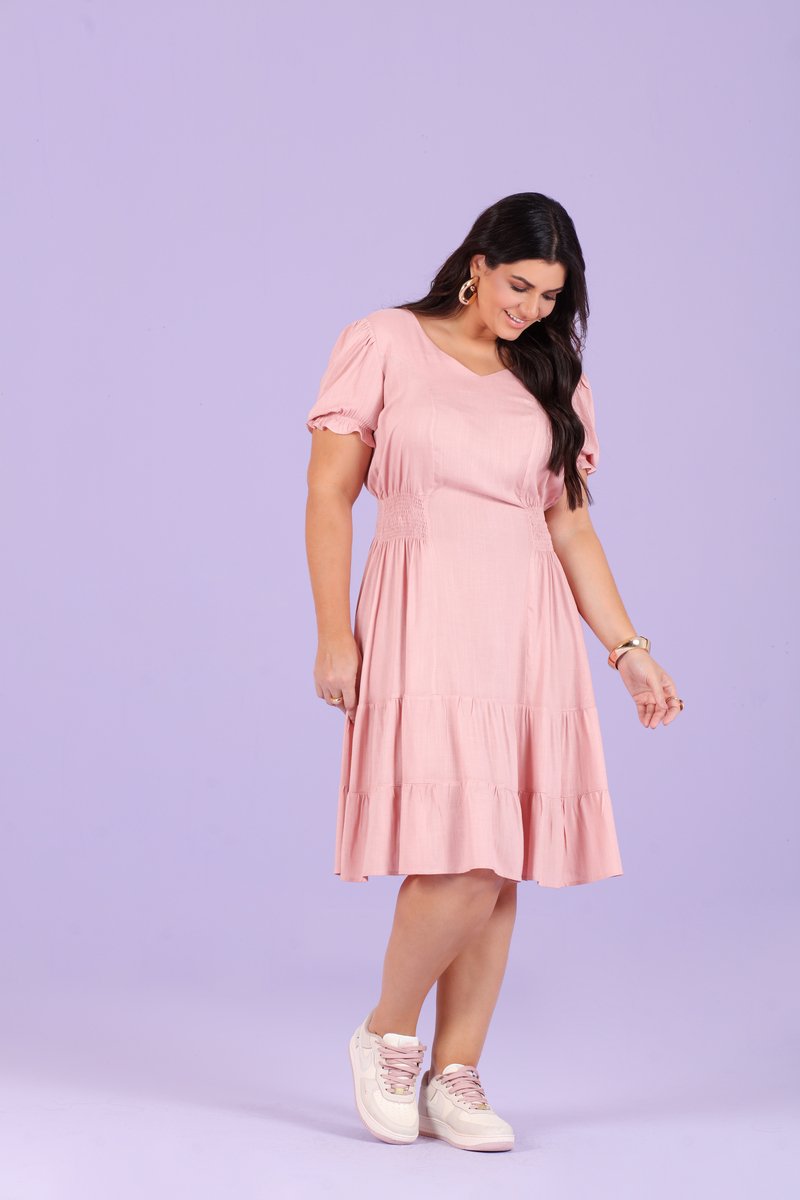 Vestido Plus Size Com Recortes E Lastex Na Cintura Hadaza