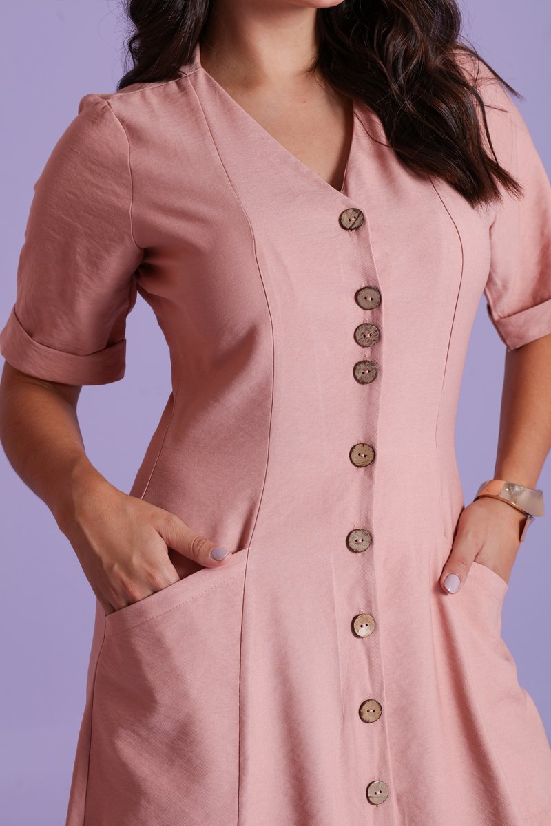 Vestido Chemise Midi Evasê Com Recorte Princesa Hadaza