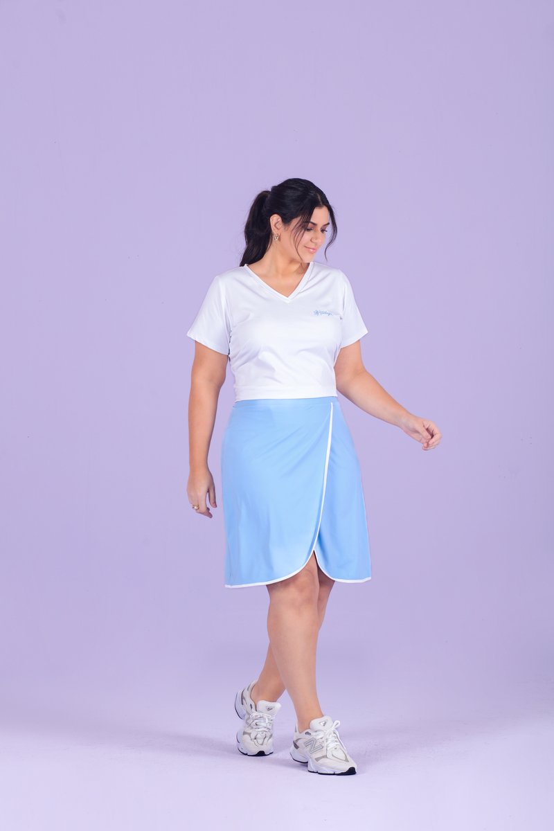 Conjunto Fitness Plus Size de Short Saia Transpassada Hadaza
