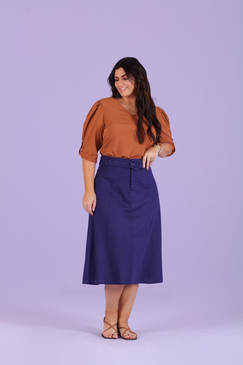 サイタマ氏 Blusa Plus Size Manga 3/4 Com Decote V Hadaza
