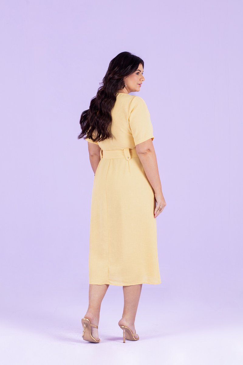 Vestido Plus Size Midi Com Ziper Frontal e Bolso C Hadaza