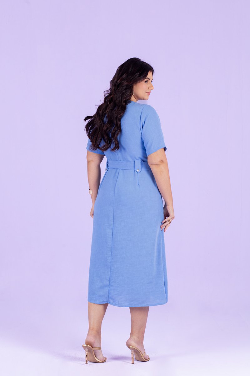 Vestido Plus Size Midi Com Ziper Frontal e Bolso C Hadaza