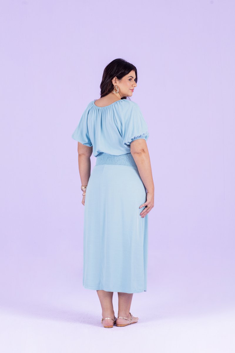 Vestido Plus Size Midi Com Fenda De Visco Jacquard Hadaza