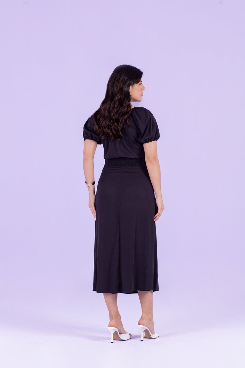 Vestido Midi Com Fenda De Visco Jacquard Hadaza